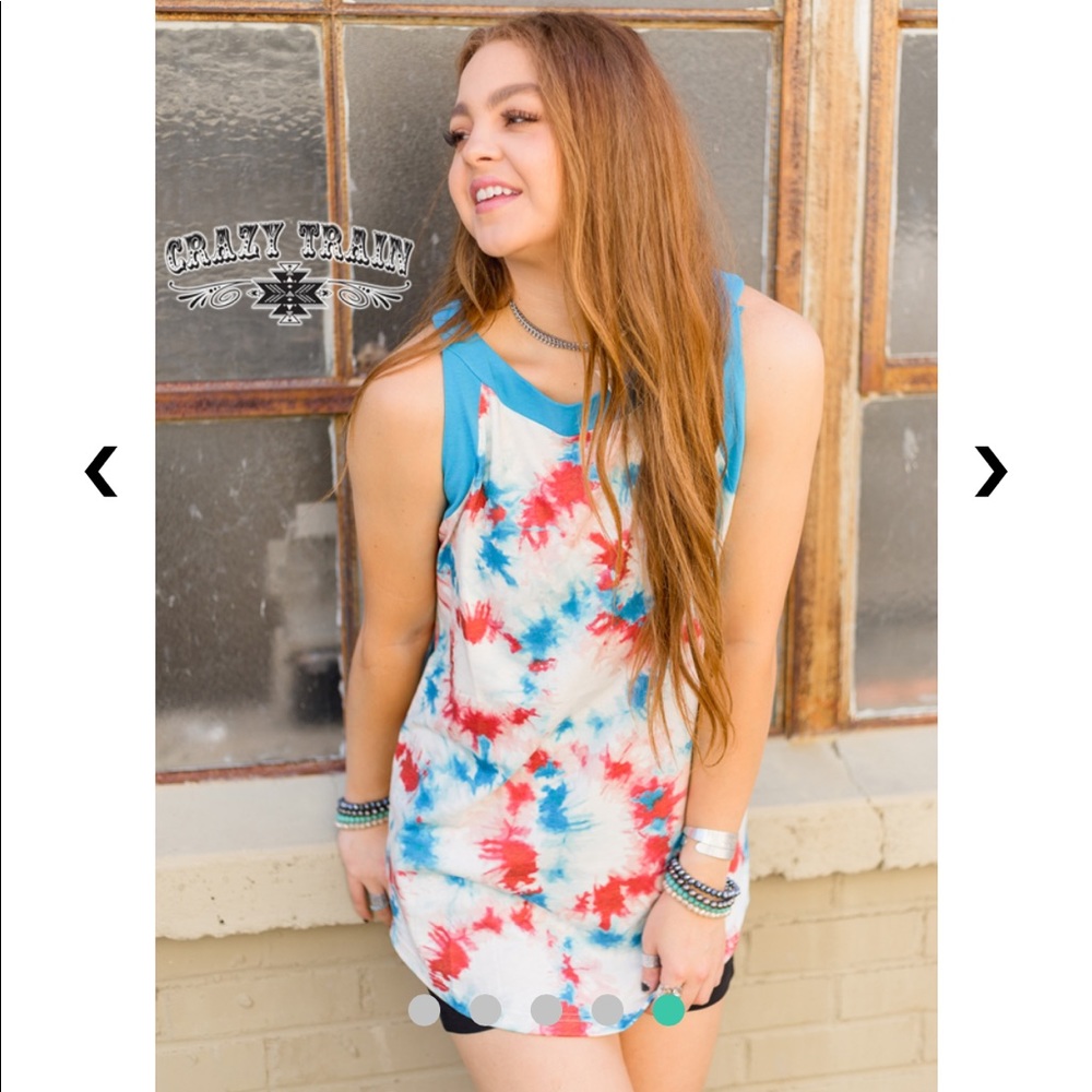Crazy Train Blue Tie-Dye Tank Top